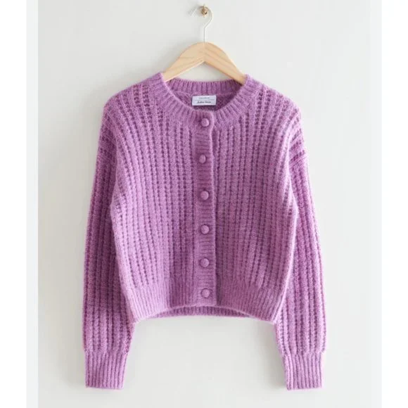 & Other Stories | Chunky knit cardigan lilac purple metallic small alpaca blend - Picture 1 of 8